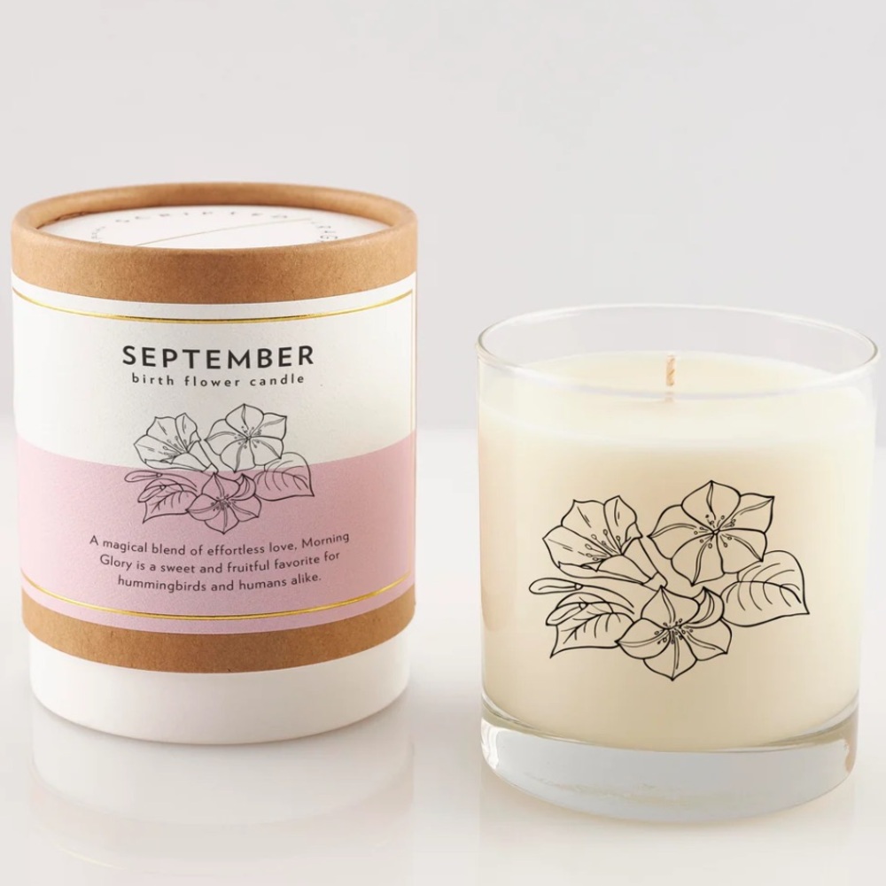 NEW 100% Soy Wax Scripted Fragrance September Birth Month Flower Soy Candle